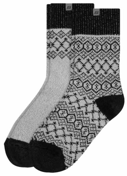 Skechers - Cozy - Jacquard Sock - Lurex Boord / Verschillende Kleuren 2 Pack