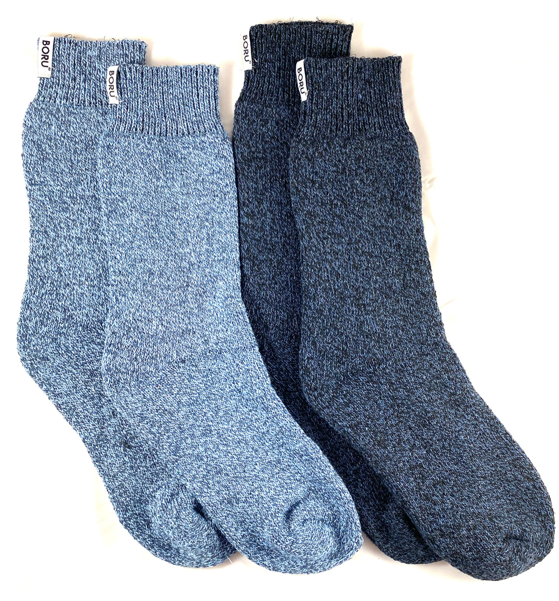 Boru - Unisex Sokken - Wol - Badstof / Grijs Mix - Blauw Mix 2 Pack ...