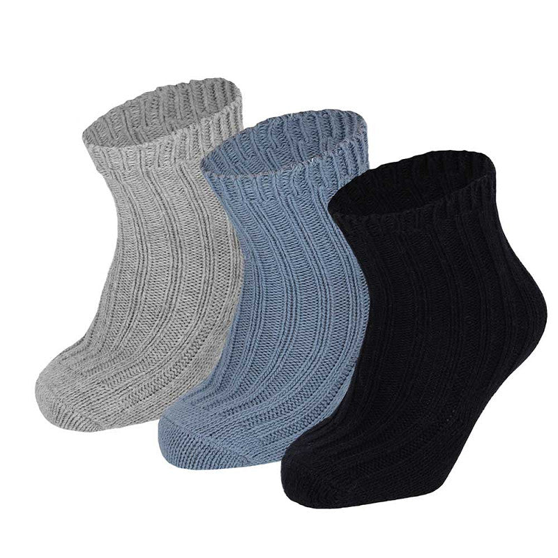 Apollo Baby Socks - Ribbel Effen / Multi Navy   3 Pack