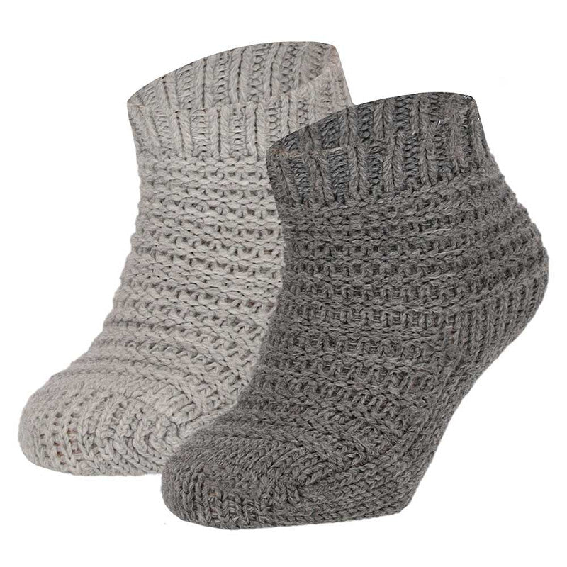 Apollo Baby Socks - Antislip - Effen Ribbel / Grijs - Beige  2 Pack