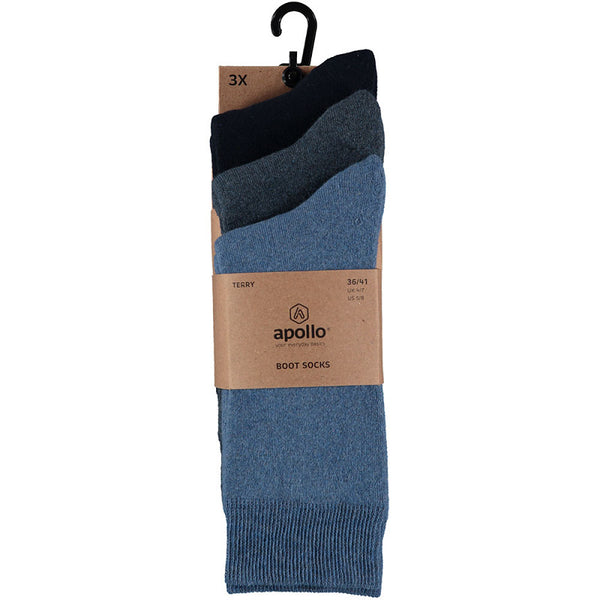 Apollo Bootsocks - Full Terry / Beige Mix - Blauw Mix   3 Pack