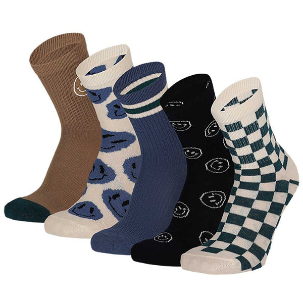 Apollo - Kindersokken - Ritsel / Beige Bordeaux - Groen Blauw   5 Pack