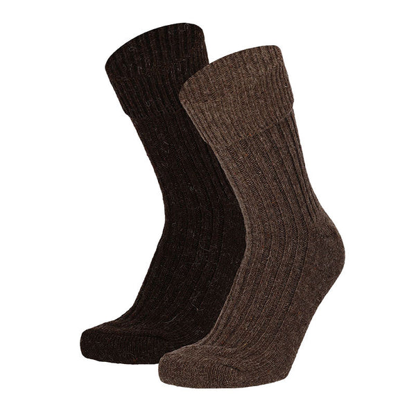 Apollo - Damessokken - Wol -Outdoor - Alpaca / Multi Blue - Multi Beige - Multi Brown   2 Pack