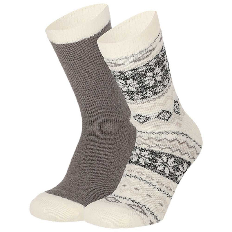 Apollo Huissokken - Dames - Noors Antislip / Multi Grey - Multi Beige   2 Pack