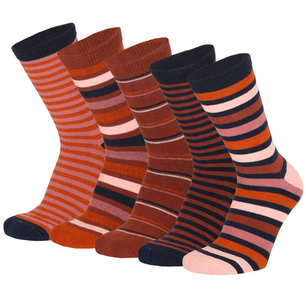 Apollo - Damessokken - Fashion - Plek / Orange - Blue    5 Pack