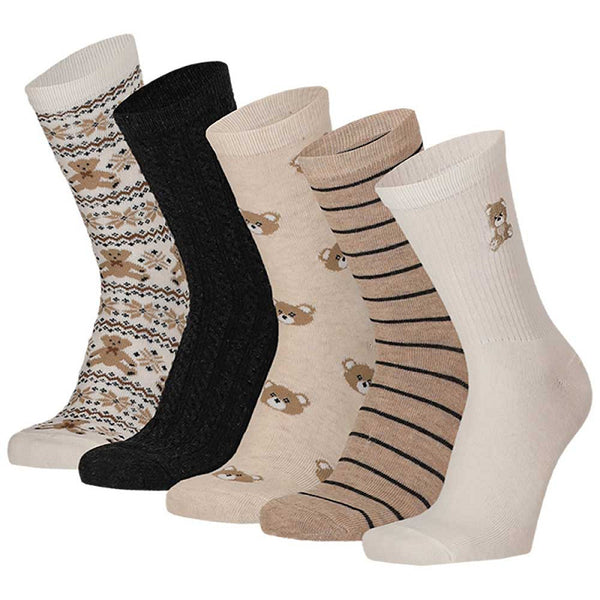 Apollo - Kindersokken - Beer / Ecru Beige - Ecru Navy     5 Pack