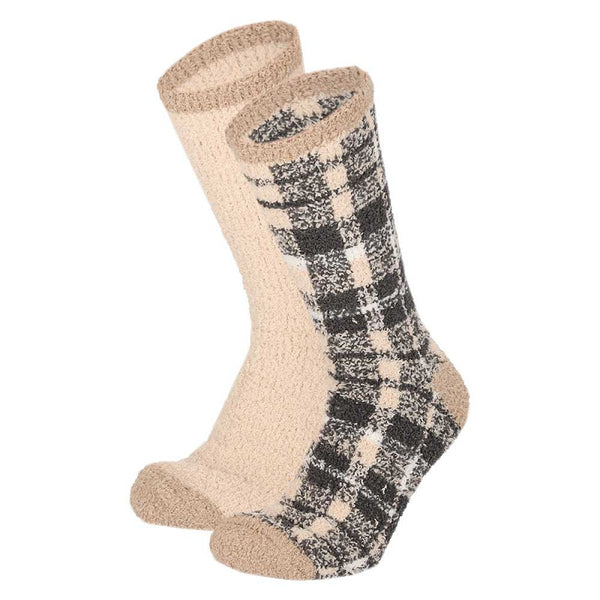 Apollo - Heren - Huissokken - Ruiten / Beige  -  Grijs   2 Pack