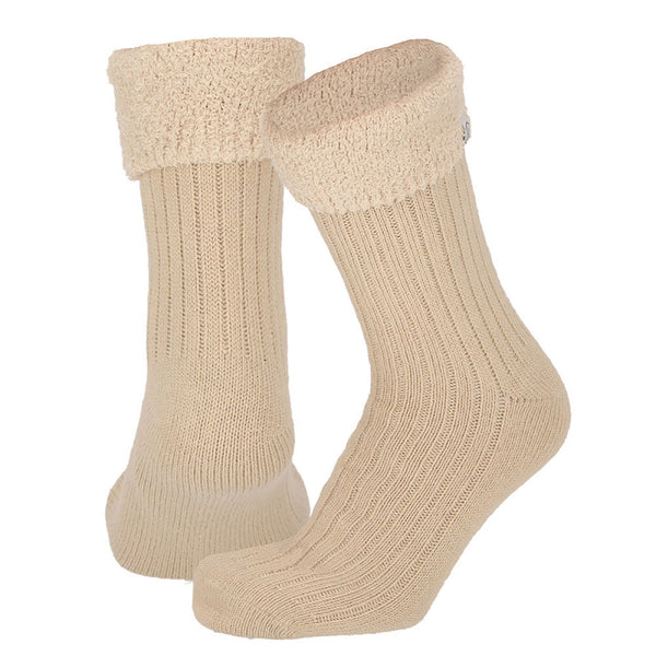 Apollo - Dames - Homesokken  Softie/ Sand - Dark Grey - Taupe