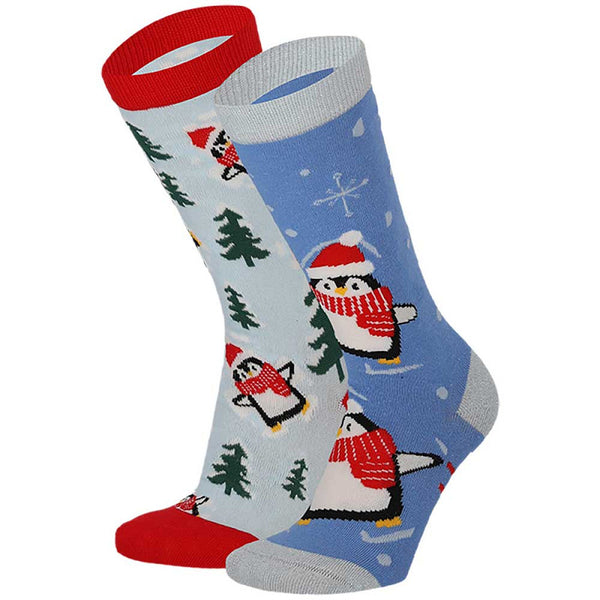 Apollo - Kerstsokken Dames X-Mas / Zuurstock - Pinguïn - Kersthond   2 Pack