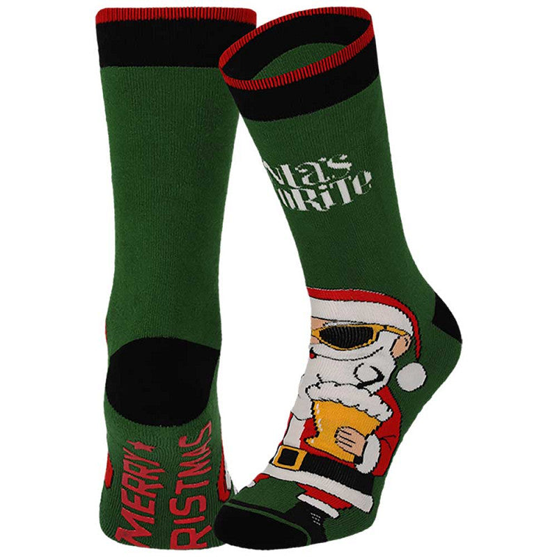 Kerstsokken Heren  X-Mas Funy  Antislip / Drinkdeer - Bierkerstman - Kerstmaal