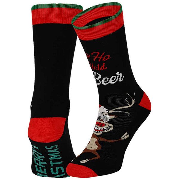 Kerstsokken Heren  X-Mas Funy  Antislip / Drinkdeer - Bierkerstman - Kerstmaal