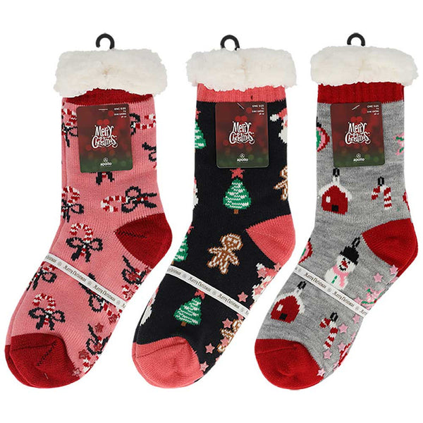 Apollo - Huissokken - Kerst / Roze - Navy - Grijs