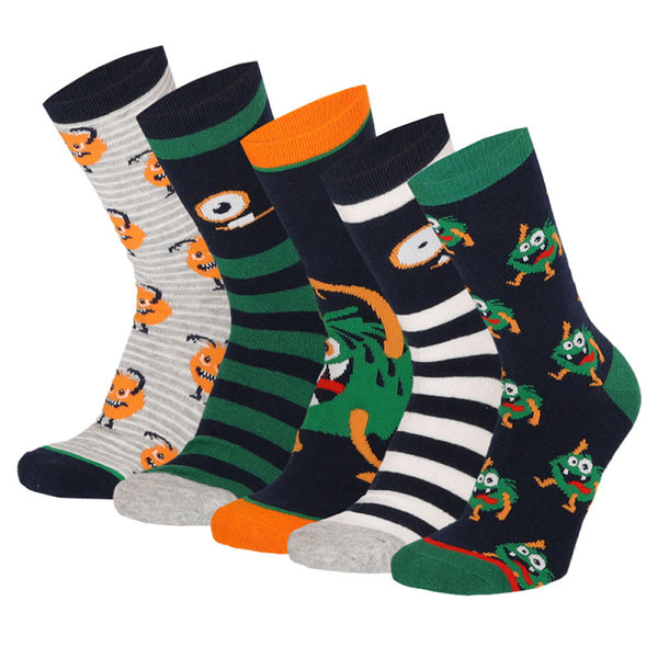 Apollo - Kindersokken - Montro  / Navy Groen - Zwart Blauw     5 Pack