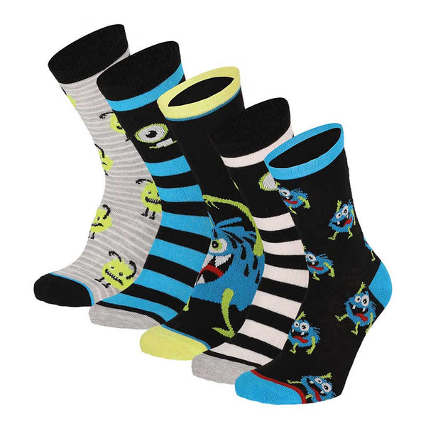Apollo - Kindersokken - Montro  / Navy Groen - Zwart Blauw     5 Pack