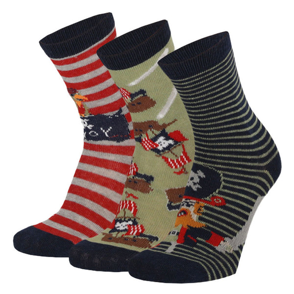 Apollo - Kindersokken - Viking / Navy Groen - Orange Blauw      3 Pack