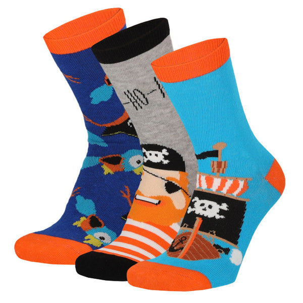 Apollo - Kindersokken - Viking / Navy Groen - Orange Blauw      3 Pack