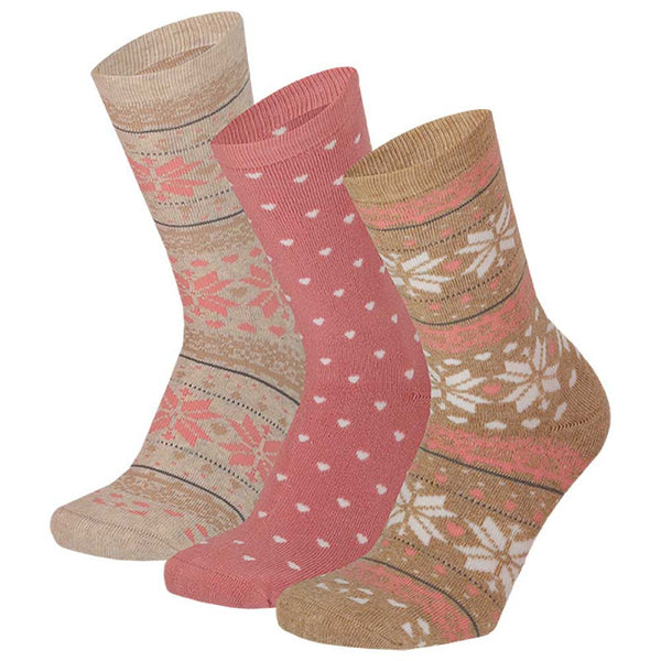 Apollo kindersokken - Badstof - Winterster / Paars - Beige    3 Pack