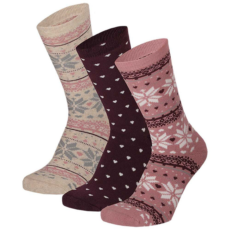 Apollo kindersokken - Badstof - Winterster / Paars - Beige    3 Pack