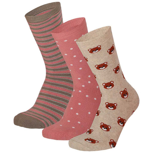 Apollo kindersokken - Badstof - Beer / Groen - Blauw - Grijs - Beige   3 Pack