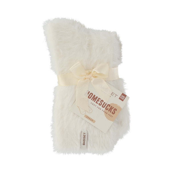 Basset - HomeSocks - Fluffy / Sand Beige - L Pink Salmon - Off White Beige   2 Pack