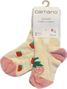 Camano - Baby Sokken - Organic Cotton  - Aarbei / Offwhite  2 Pack