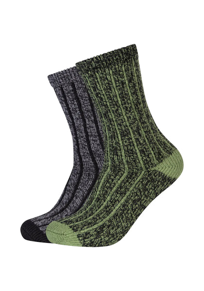 Camano - Men Cosy - Mouline Boot Sok / Zwart - Dark Olive - Carafe - Bronze Green   2 Pack