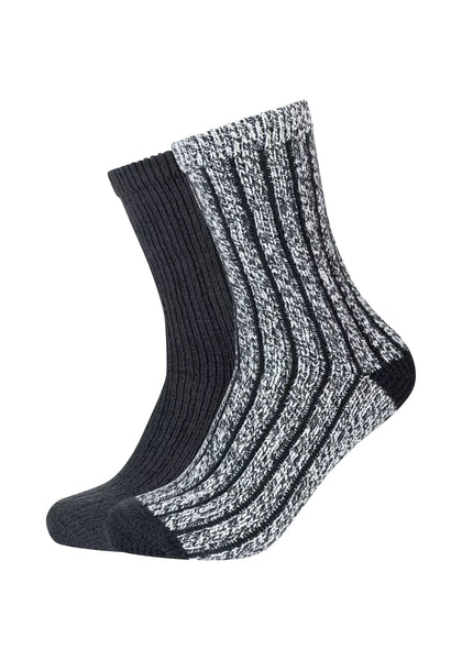 Camano - Men Cosy - Mouline Boot Sok / Zwart - Dark Olive    2 Pack