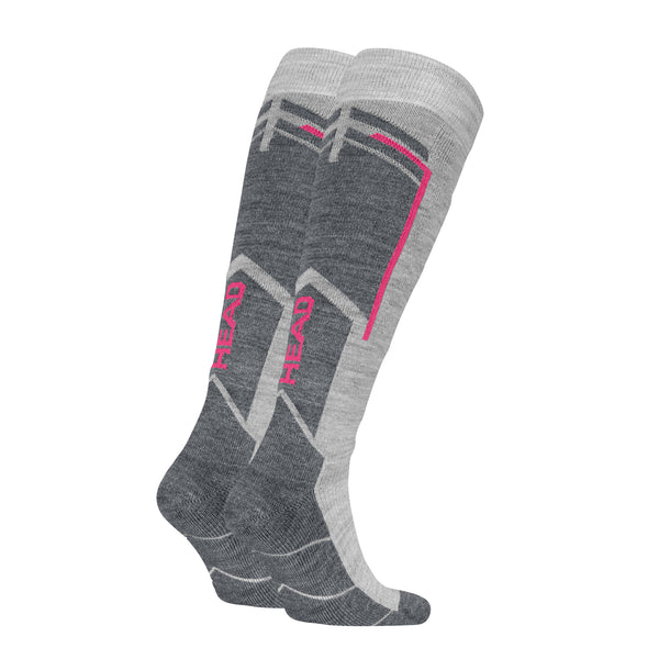 Head - Ski Beginner - Kniekous - Wol / Mid Grey - Black Dark Grey - Raspberry - Black - Licht Grey     2 Pack