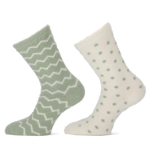 HomeSocks - Dot &amp; Chevron / Beige - Roze - Groen    2 Pack