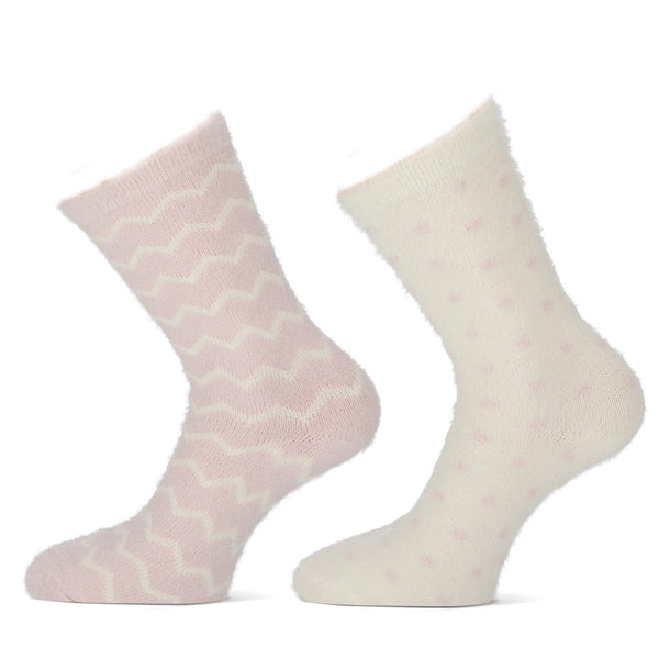 HomeSocks - Dot &amp; Chevron / Beige - Roze - Groen    2 Pack