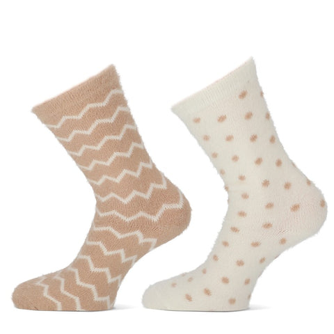 HomeSocks - Dot &amp; Chevron / Beige - Roze - Groen    2 Pack