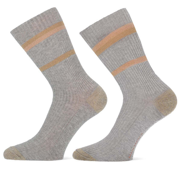 MarcMarcs - Damessokken - Fashion - Sienna / Black - Off White - Middel Grey    2 Pack