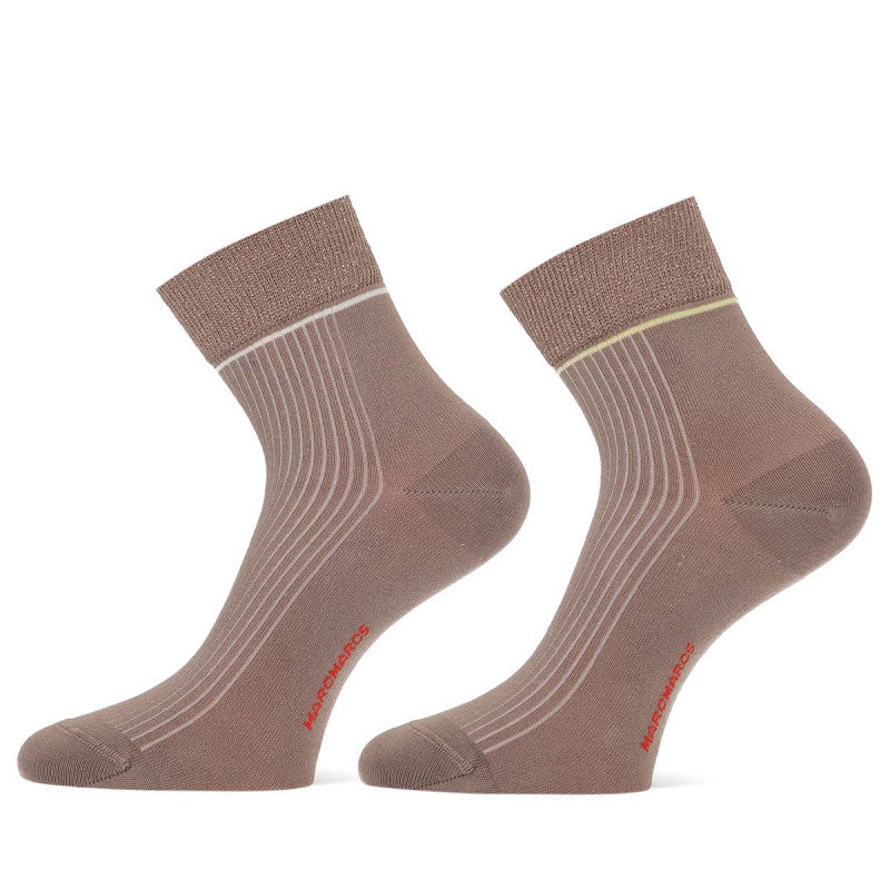 MarcMarcs - Dames Short Sok - Bamboo - Sis / Beige - Light Grey   2 Pack