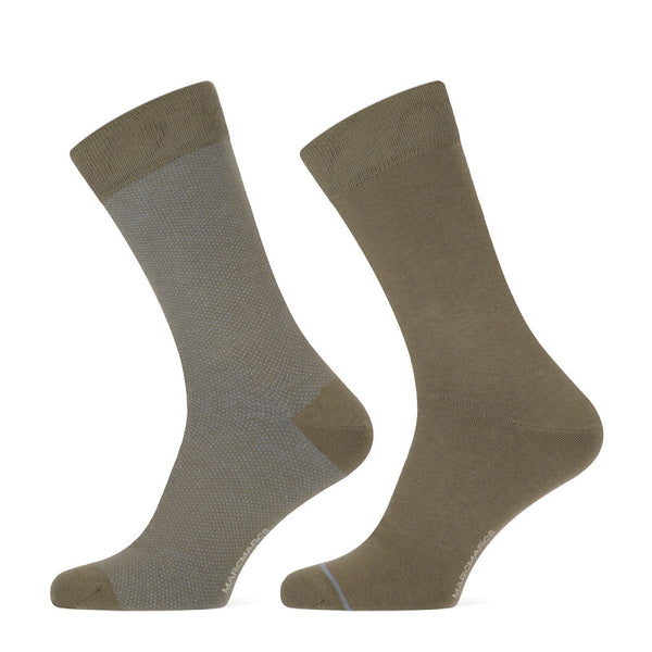 MarcMarcs - Herensokken - Jamal / Olive - Licht Blue - Beige    2 Pack