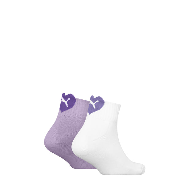 Puma - Kids- Hart Logo - Short Sock / Pink/White - Lila/White   2 Pack