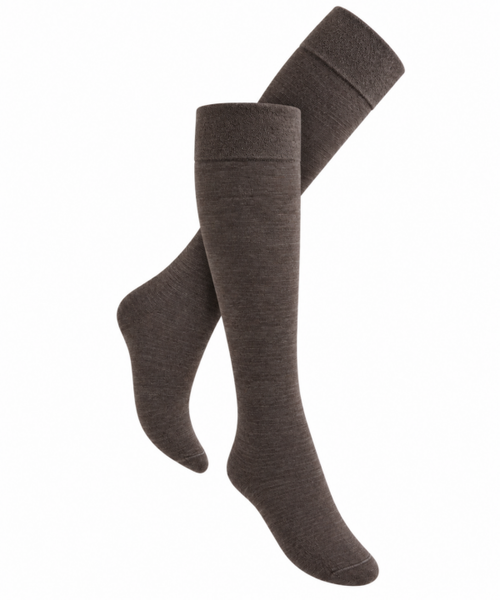 Merino Wol - Dunne Kniekousen - Soft & warm /  Espresso - Light Beige - Zwart