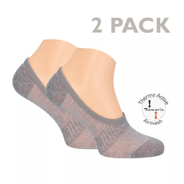 Tamaris - Dames - Footie Airmesh / Grijs - Wit - Zwart    2 Pack