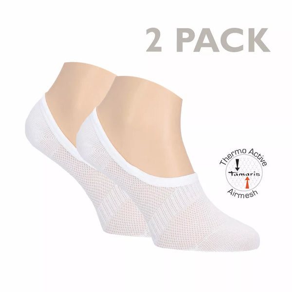 Tamaris - Dames - Footie Airmesh / Grijs - Wit - Zwart    2 Pack