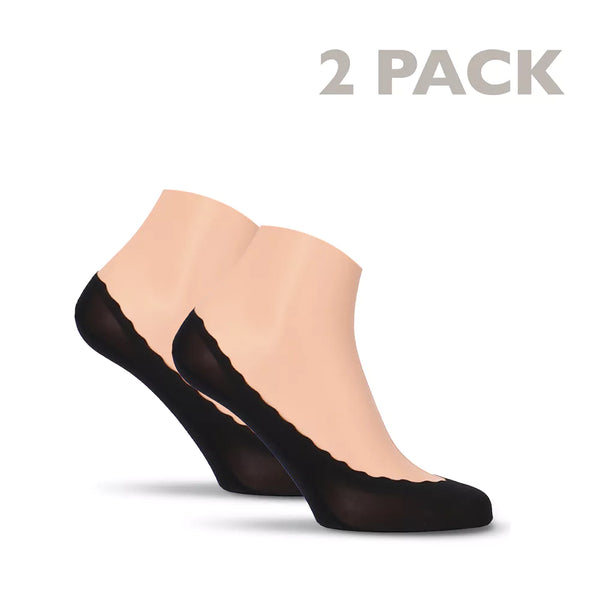 Tamaris - Dames - Footie / Zwart - Naturel     2 Pack
