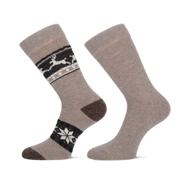 Teckel - Herensokken - Alpaca Mix - Rendeer / Beige - Grijs - Zwart - Marine   2 Pack