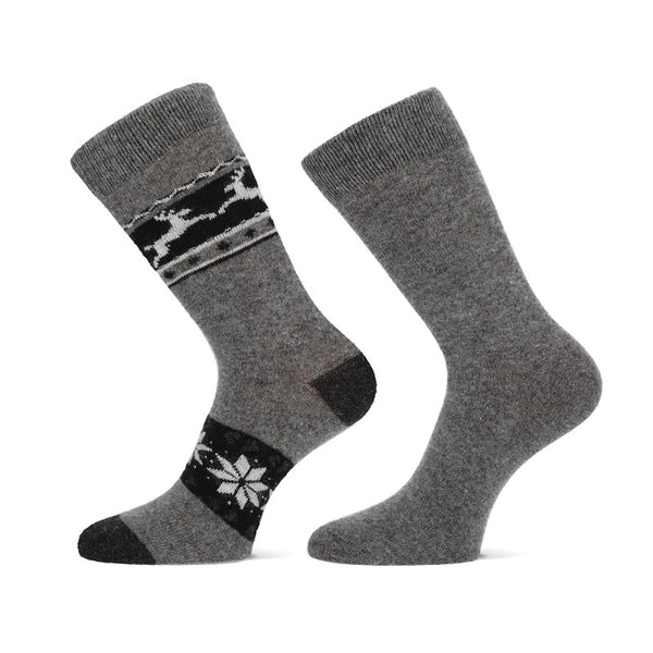 Teckel - Herensokken - Alpaca Mix - Rendeer / Beige - Grijs - Zwart - Marine   2 Pack