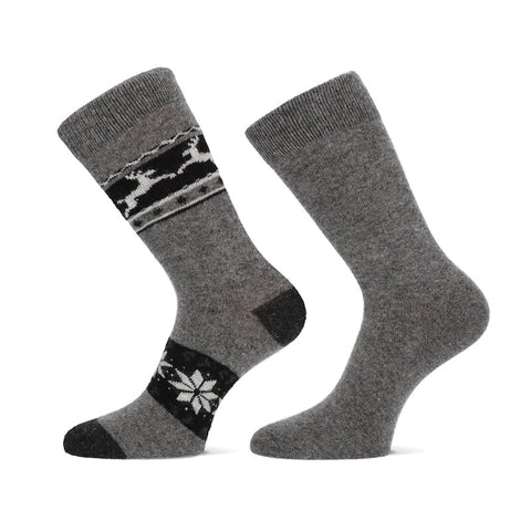 Teckel - Herensokken - Alpaca Mix - Rendeer / Beige - Grijs - Zwart - Marine   2 Pack