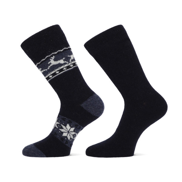 Teckel - Herensokken - Alpaca Mix - Rendeer / Beige - Grijs - Zwart - Marine   2 Pack