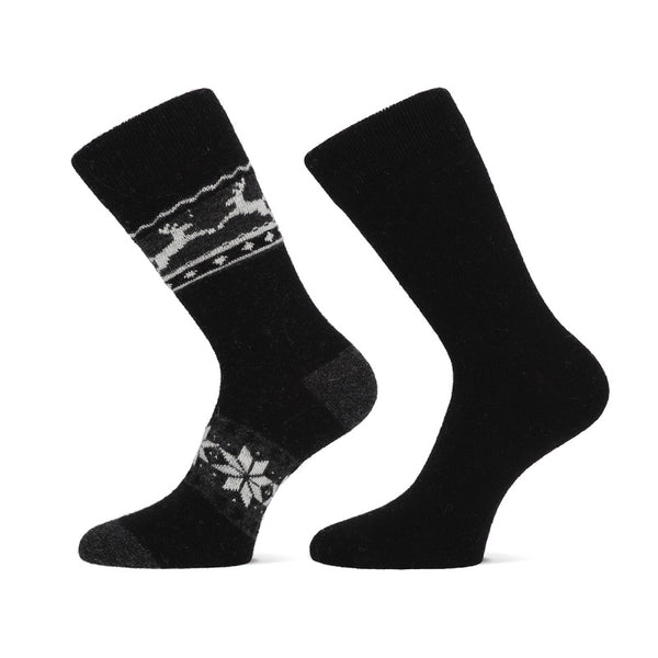 Teckel - Herensokken - Alpaca Mix - Rendeer / Beige - Grijs - Zwart - Marine   2 Pack