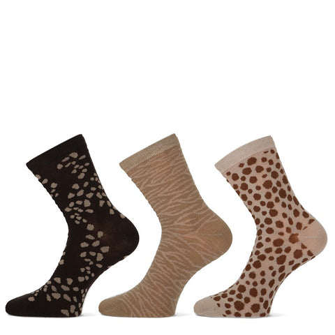 Teckel - Damessokken - Fashion - Dots / Brown-Taupe-beige   3Pack