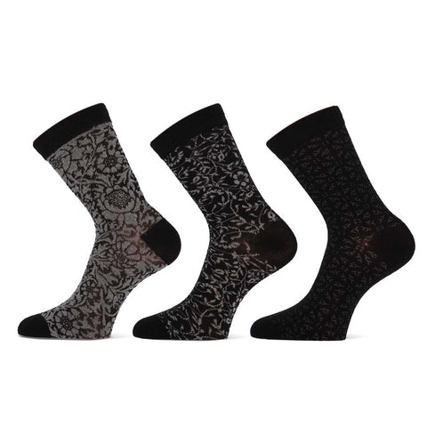 Teckel - Damessokken - Fashion - Flowers / Zwart   3 Pack