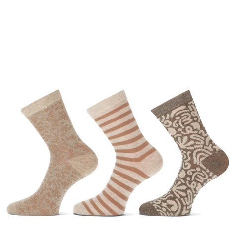 Teckel - Damessokken - Fashion - Freedom / L Beige-M Beig-D Beige    3 Pack