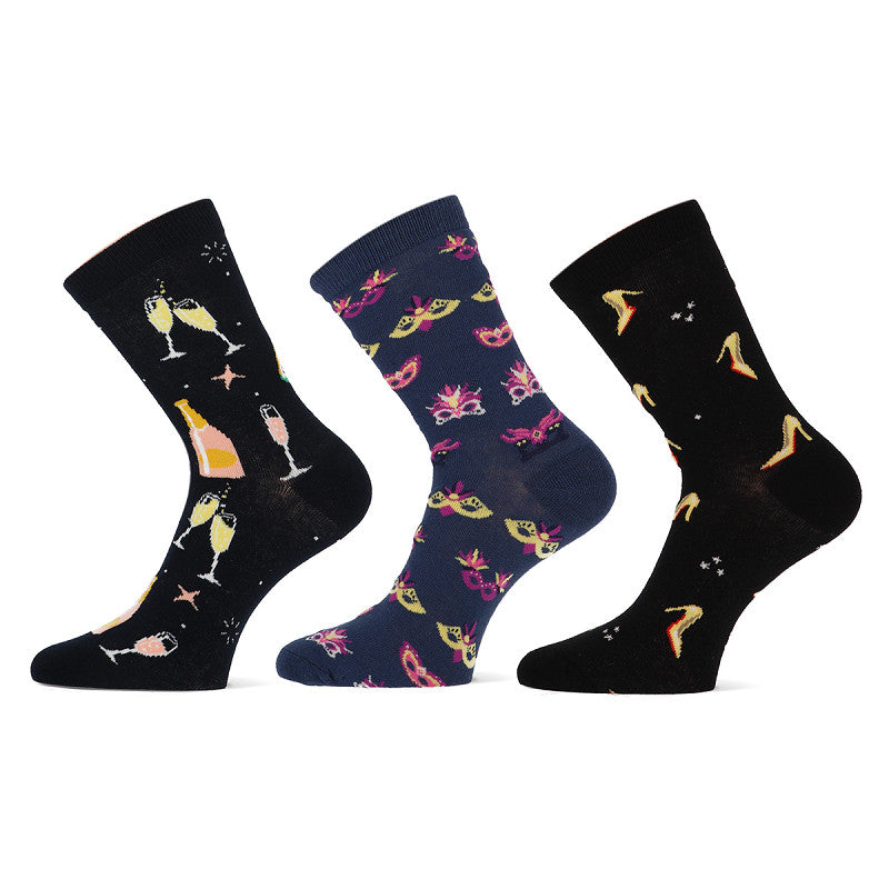 Teckel - Limited Edition - Damessokken - Party / Zwart Blauw Navy   3 Pack