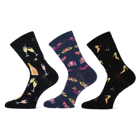 Teckel - Limited Edition - Damessokken - Party / Zwart Blauw Navy   3 Pack