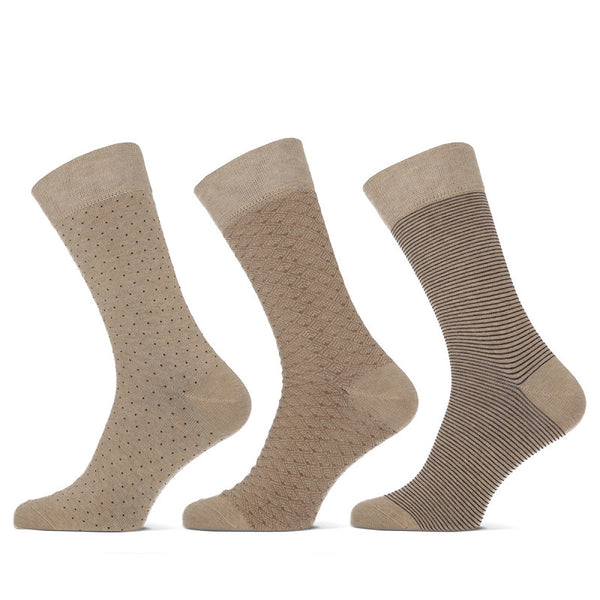 Teckel - Herensokken - Fashion - Square / Beige    3 Pack